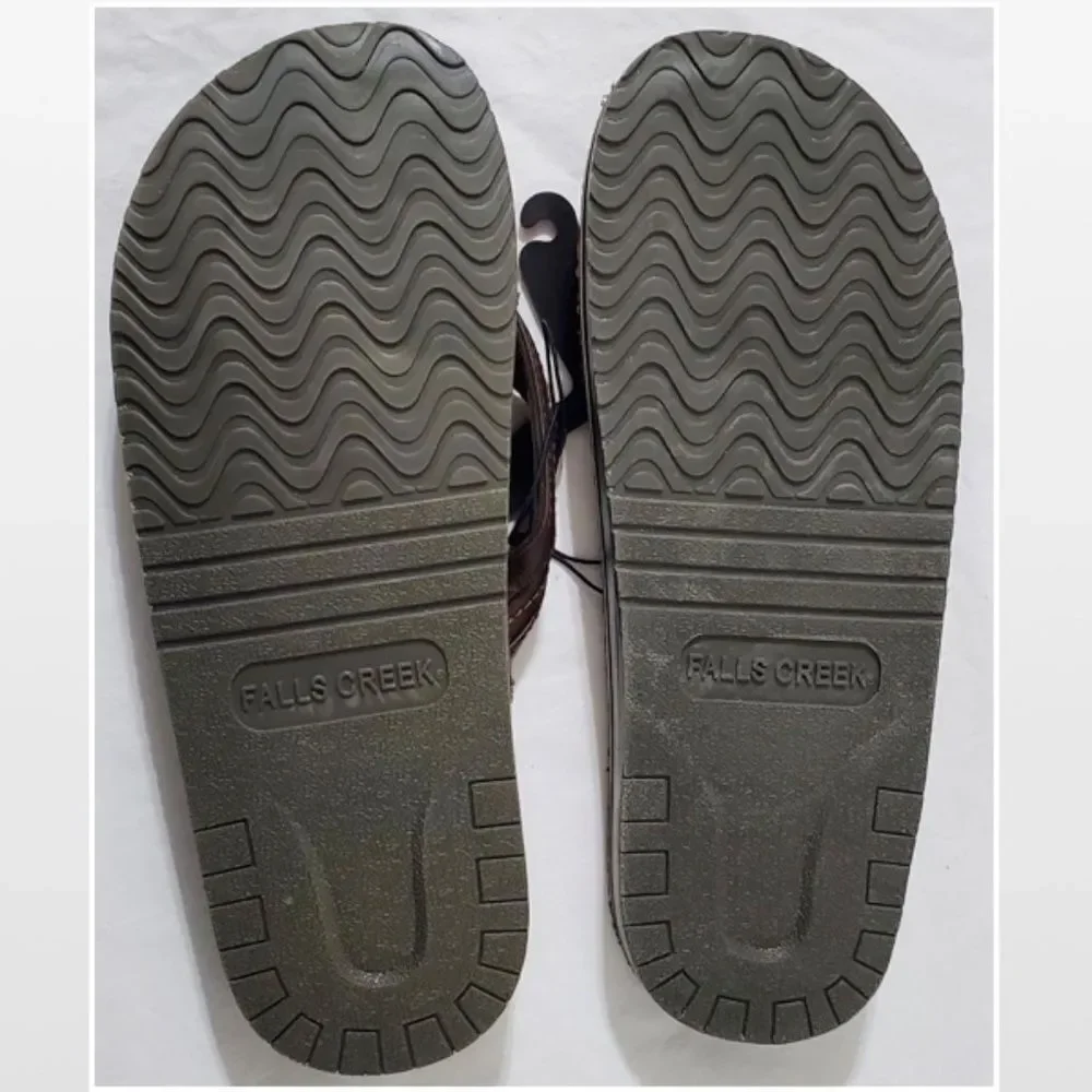 New Falls Creek Mens Flip Flops Shoes Outdoor Brown Tan Size 9 Slip On